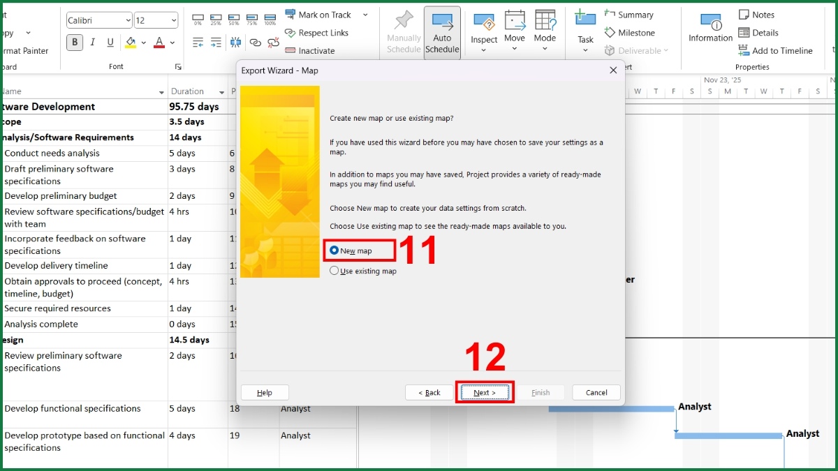 Dùng chức năng Export to Excel để xuất project sang Excel