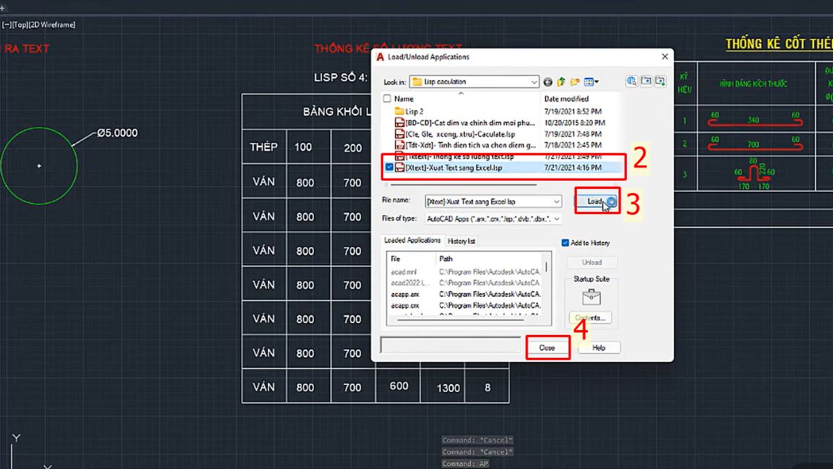 Dùng Lisp để xuất Text từ CAD sang Excel