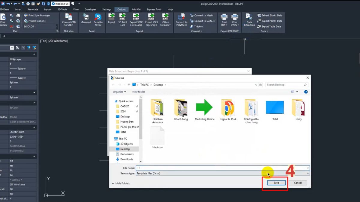 Sử dụng lệnh Data Extraction để xuất file từ CAD sang Excel