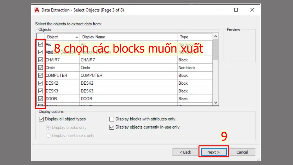 Sử dụng lệnh Data Extraction để xuất file từ CAD sang Excel