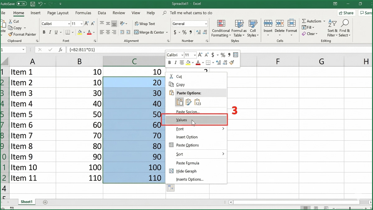 Chuyển công thức mảng thành công thức thông thường