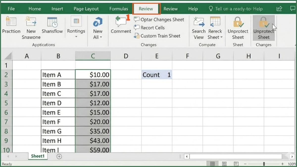 Tắt bảo vệ Sheet nếu bị khóa ô