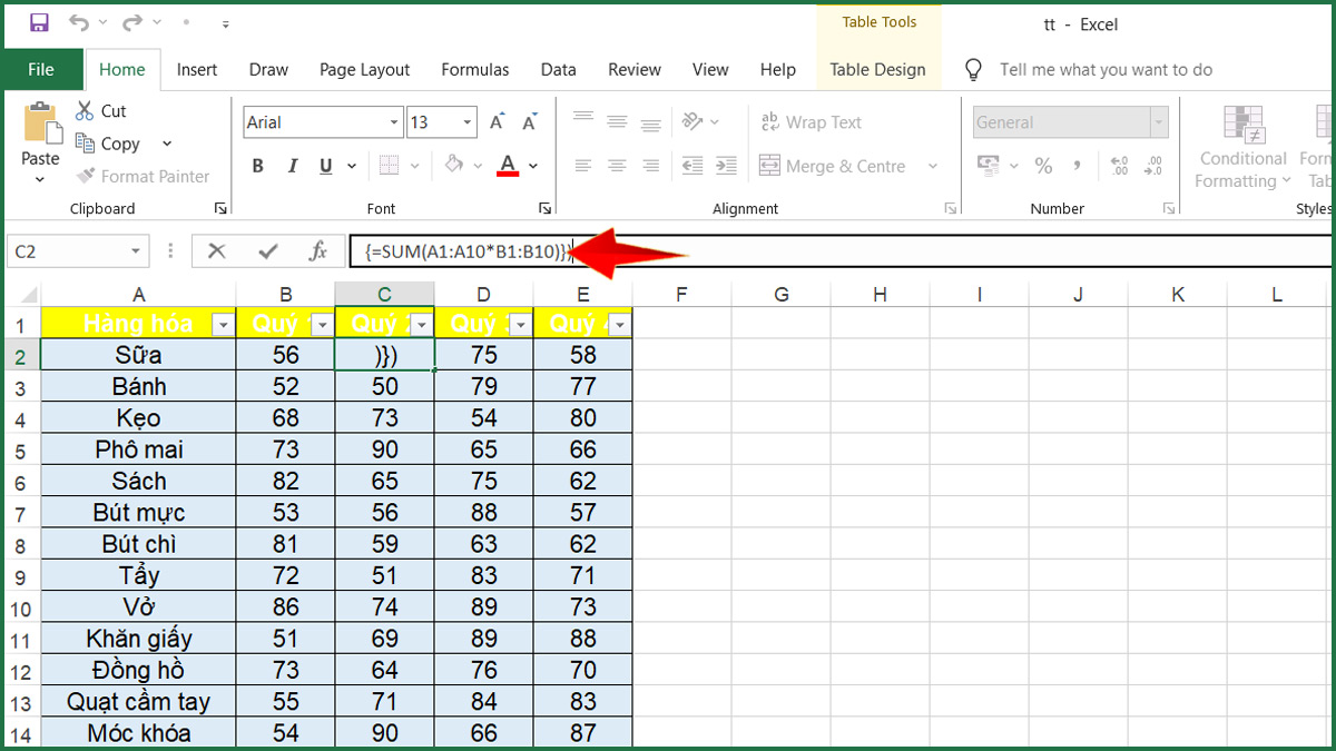 Nhận biết lỗi You can’t change part of an arrayqua thanh công thức
