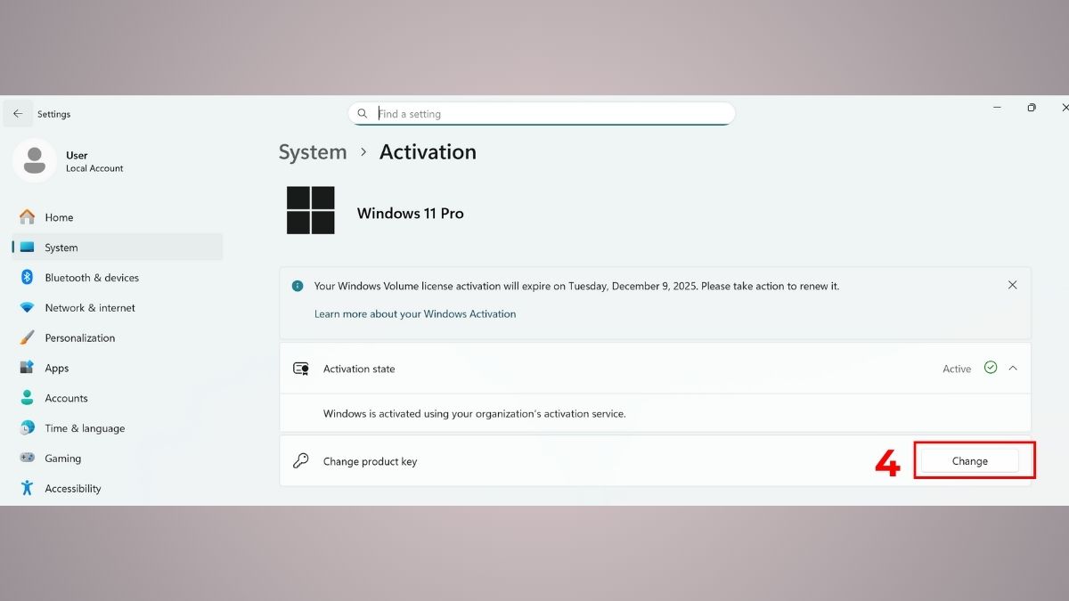 Nhập lại Product Key chính hãng