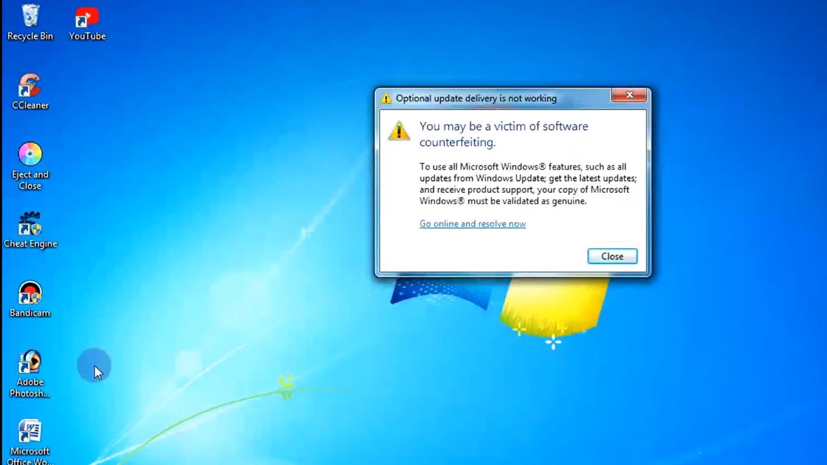 Dấu hiệu nhận biết khi gặp lỗi your license isn't genuine and you may be a victim of software counterfeiting