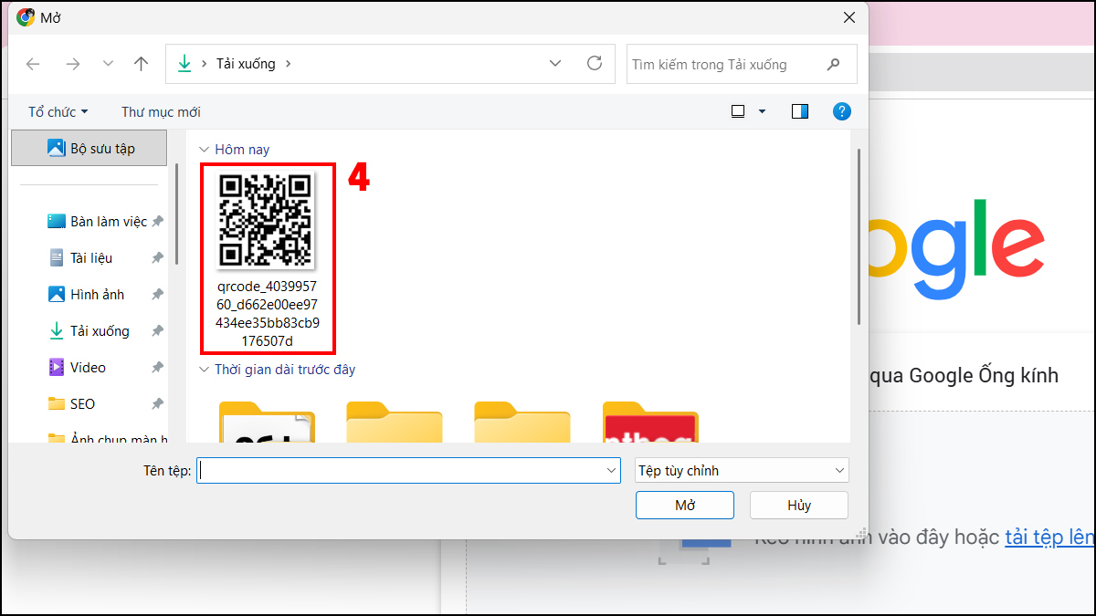 Dùng Google Lens/tìm kiếm bằng hình ảnh để quét mã QR của Zalo