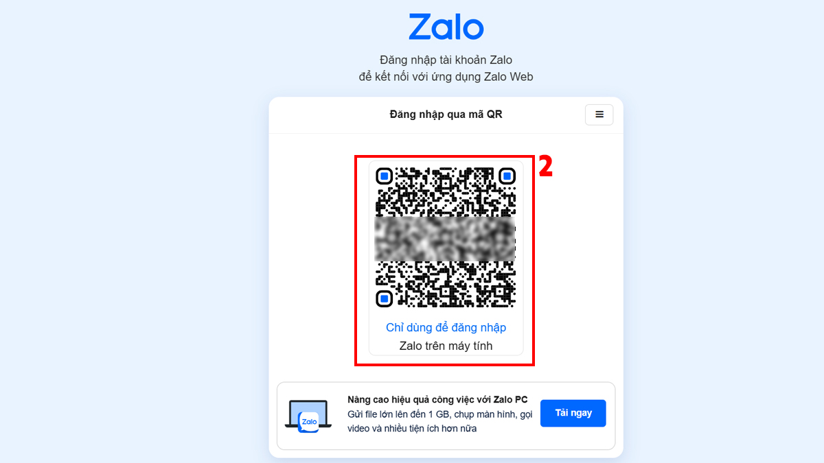 Lấy mã QR đăng nhập trên Zalo Web