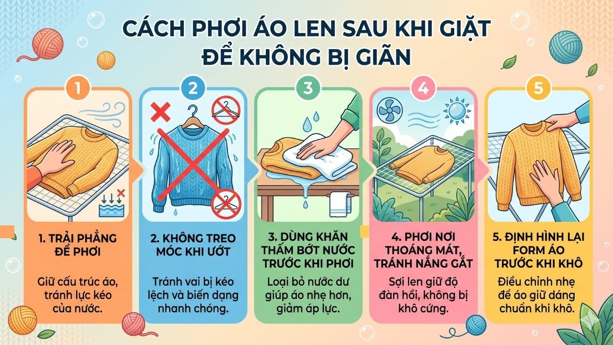 Cách phơi áo len sau khi giặt để không bị giãn 