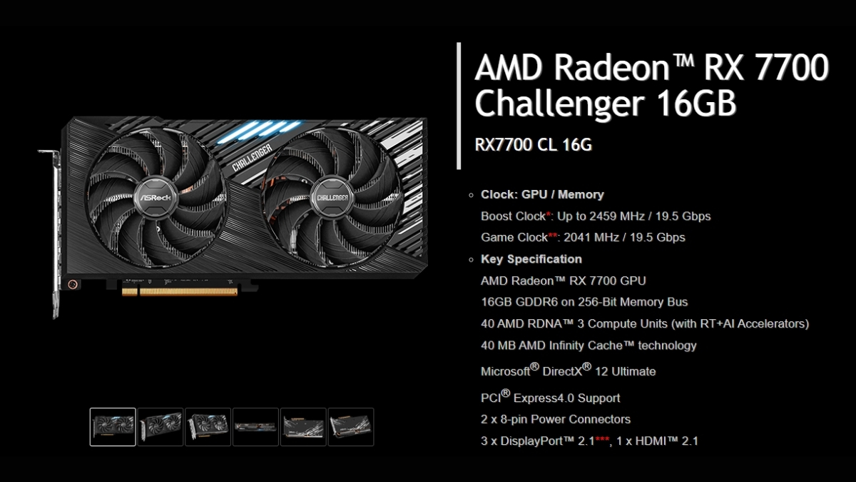 Radeon RX 7700 được trang bị dung lượng VRAM lớn hơn bản XT, lên đến 16GB GDD6