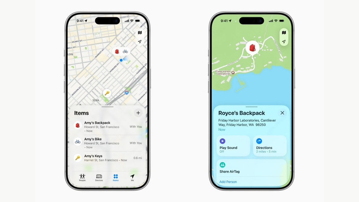  AirTag mới sở hữu chip Ultra Wideband thế hệ thứ 2 giúp khoảng cách tìm xa hơn 50%. (Ảnh: Apple)