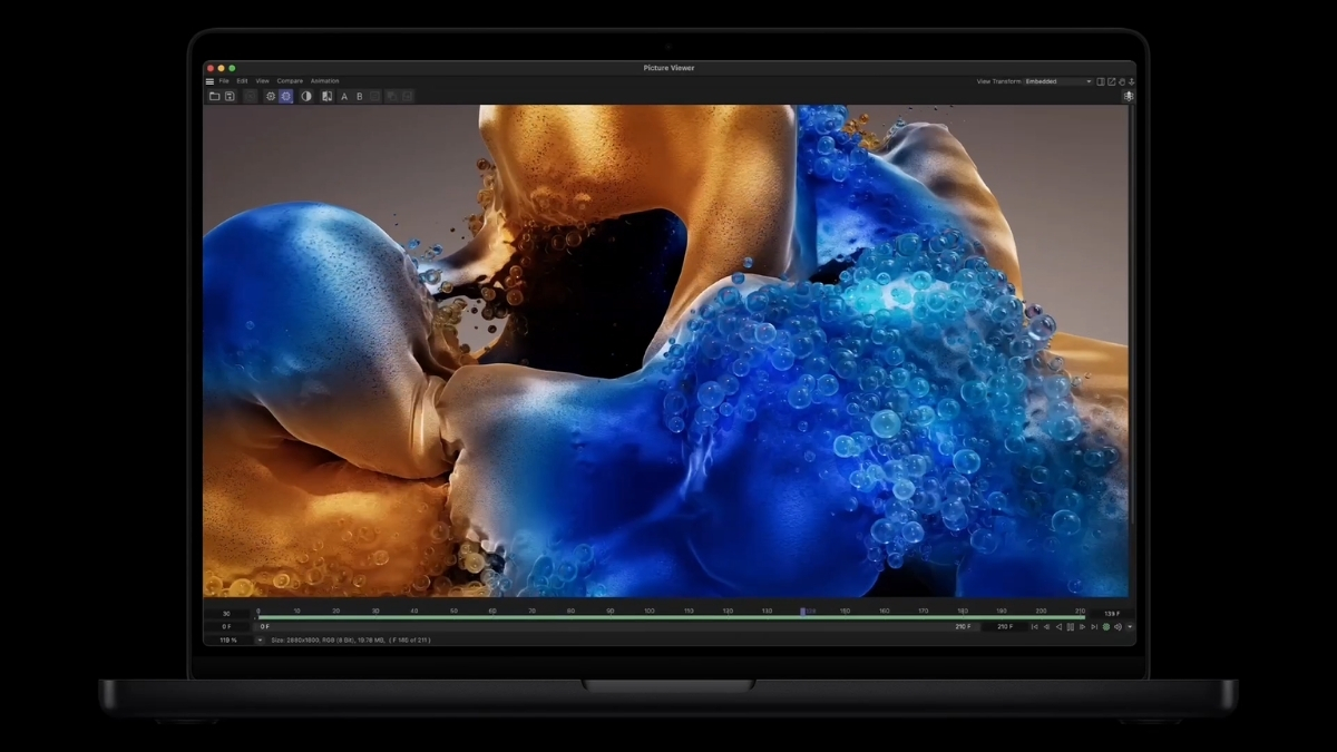 Khả năng xử lý đồ họa và AI trên Apple M5 Max được nâng cấp vượt bậc. Ảnh: Apple