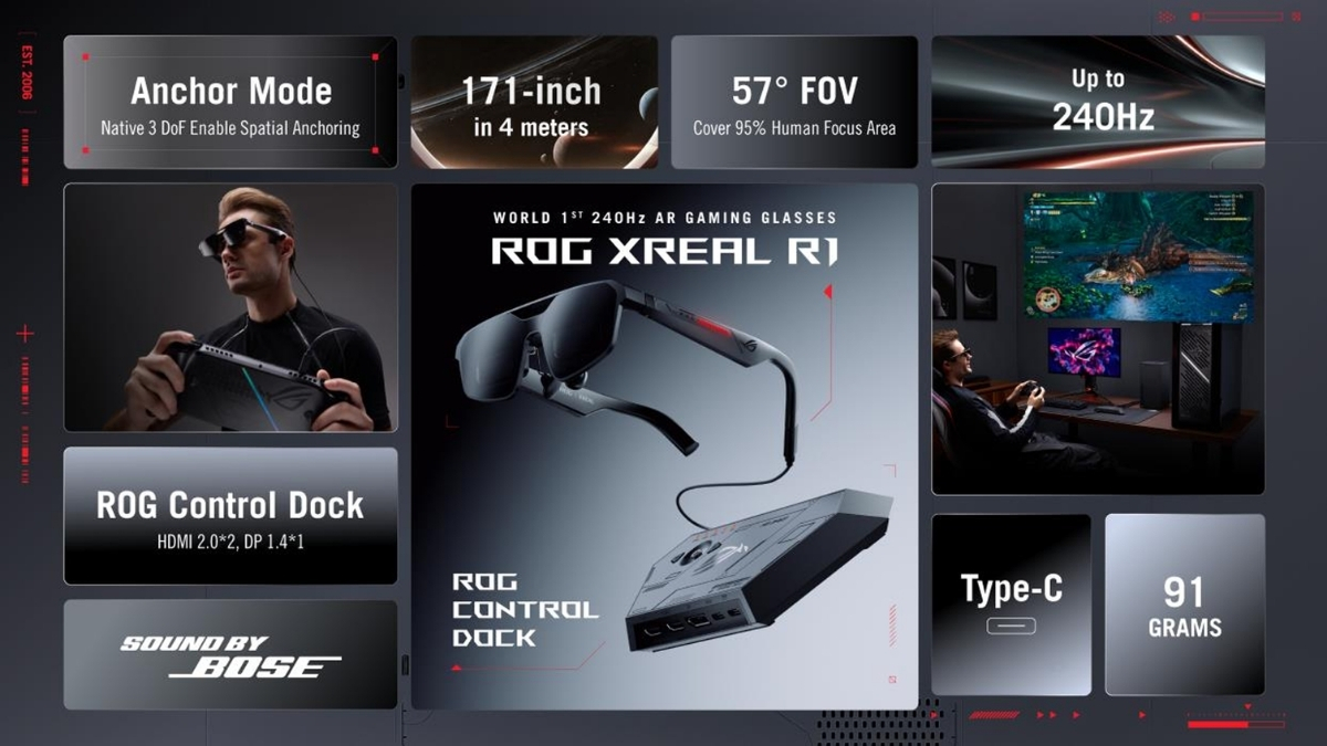 ROG XREAL R1 AR là mẫu kính gaming đầu tiên trên thế giới sử dụng tấm nền Micro-OLED 240Hz