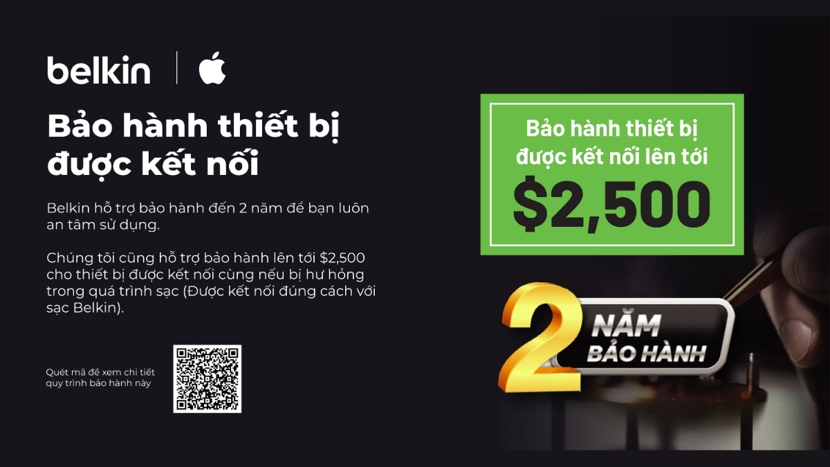 Chính sách CEW của Belkin bảo hành sản phẩm và cả thiết bị đang sạc trong 2 năm