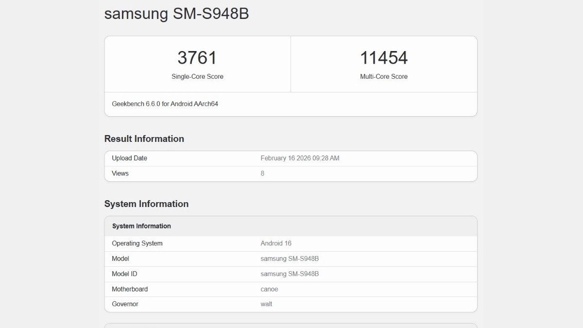 Điểm số hiệu năng cực kỳ ấn tượng của Samsung Galaxy S26 Ultra trên Geekbench 6