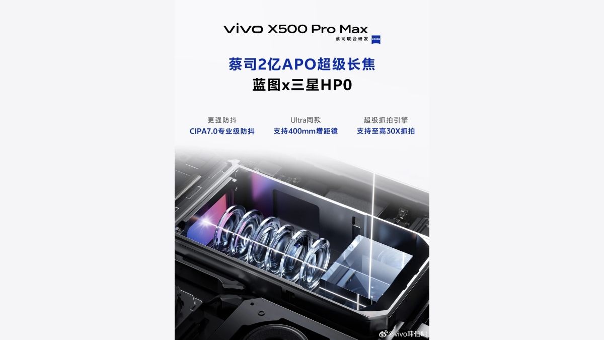 vivo X500 Pro Max nâng tầm thu phóng với camera siêu tele Zeiss 200MP