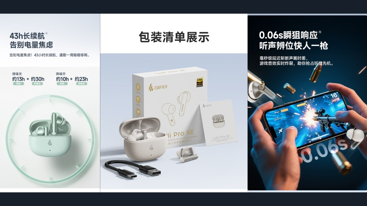 Edifier Lolli Pro SE có Bluetooth 6.0, kết nối hai thiết bị cùng lúc và chế độ chơi game độ trễ thấp 0.06s
