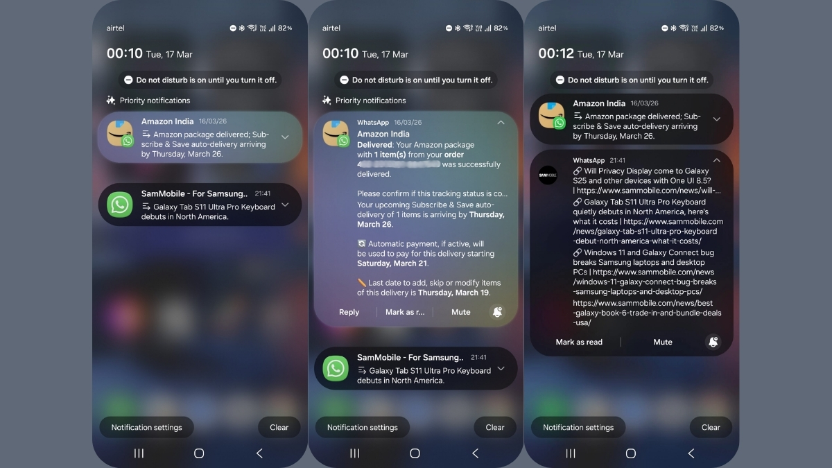 Tính năng tóm tắt thông báo hoạt động trên One UI 8.5