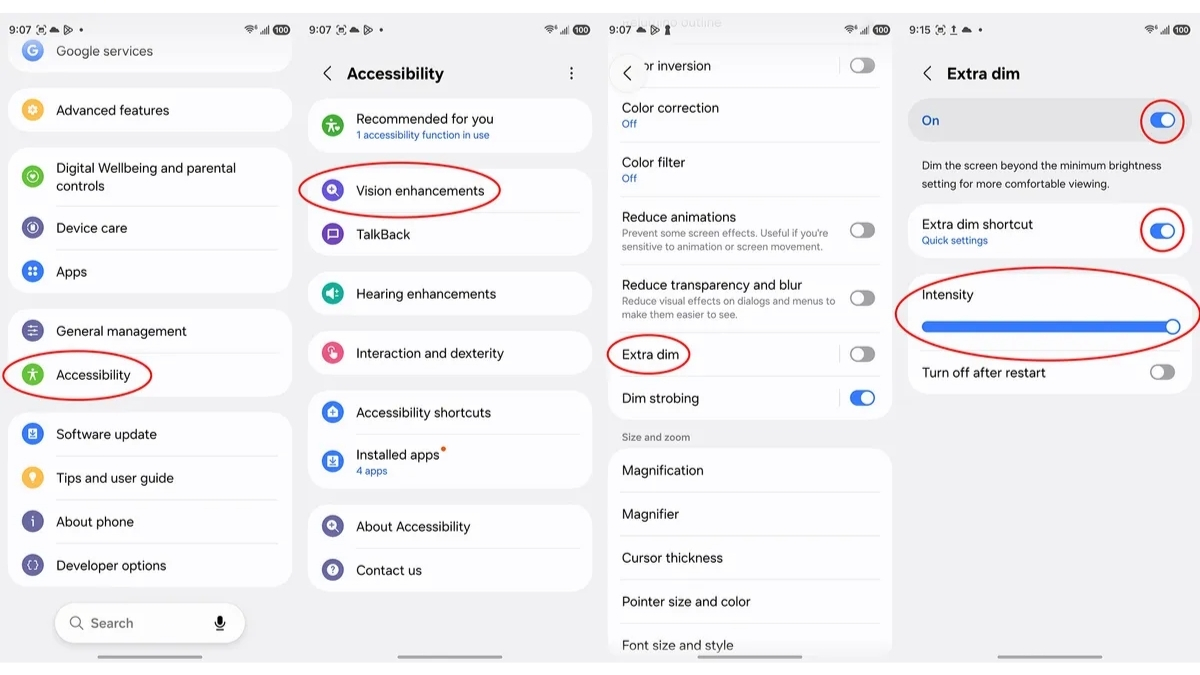Tính năng Extra dim cho phép ép độ sáng đỉnh xuống thấp hơn 80% so với giới hạn thông thường