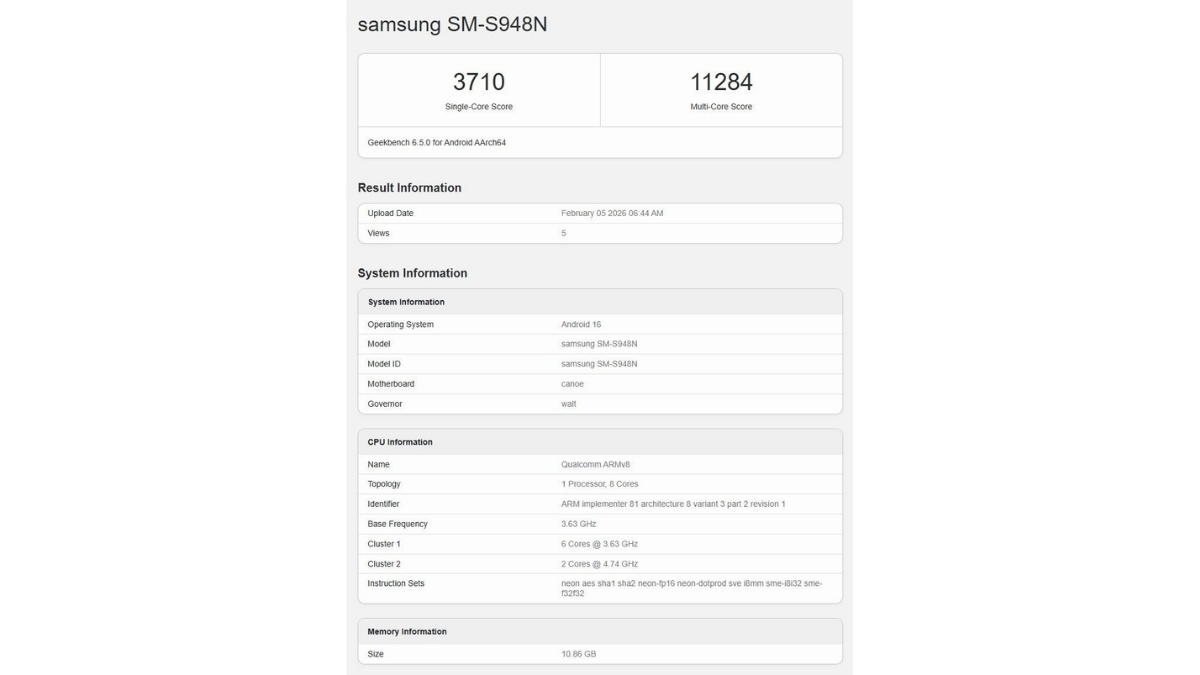 Dữ liệu mới nhất từ Geekbench củng cố thông tin Galaxy S26 Ultra sẽ sử dụng Snapdragon trên toàn cầu