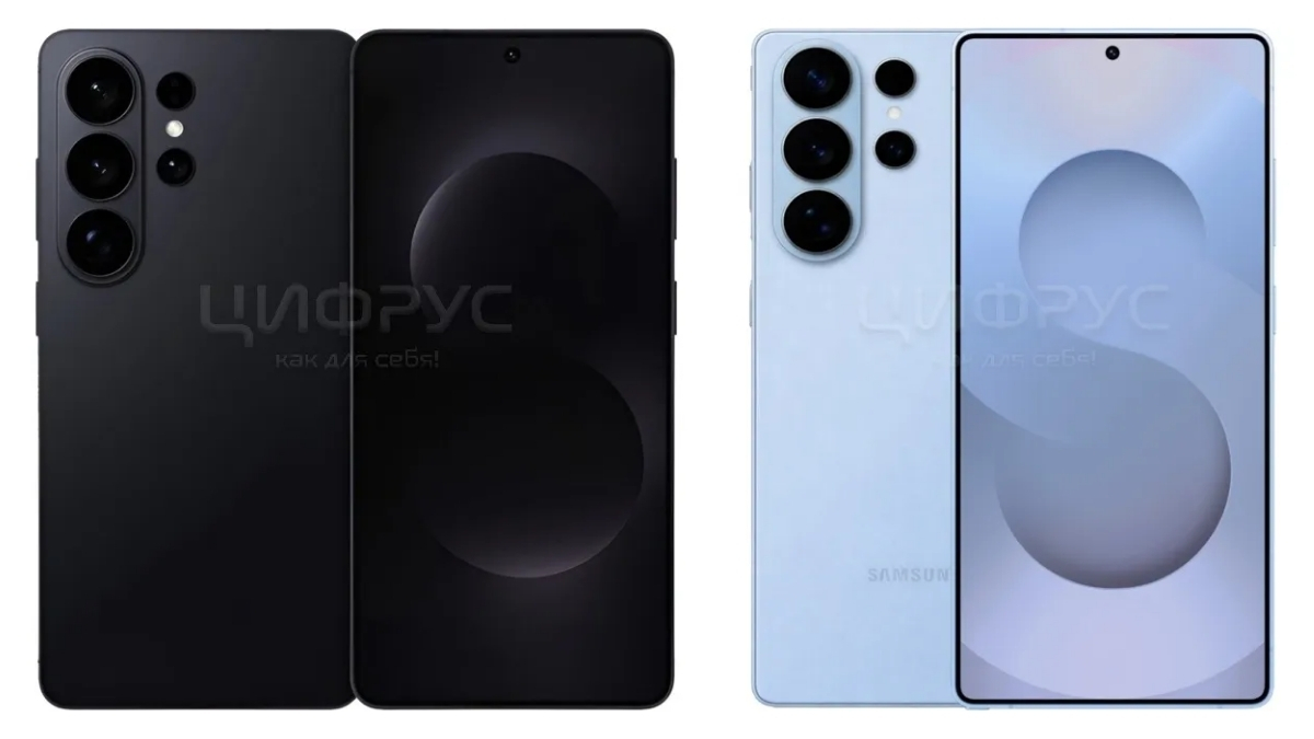 Ảnh render chính thức của Galaxy S26 Ultra phiên bản màu Đen và Xanh da trời (Sky Blue) bị rò rỉ