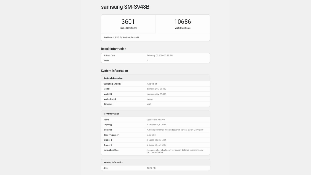 Điểm số Geekbench Galaxy S26 Ultra rò rỉ với Snapdragon 8 Elite Gen 5 phiên bản For Galaxy