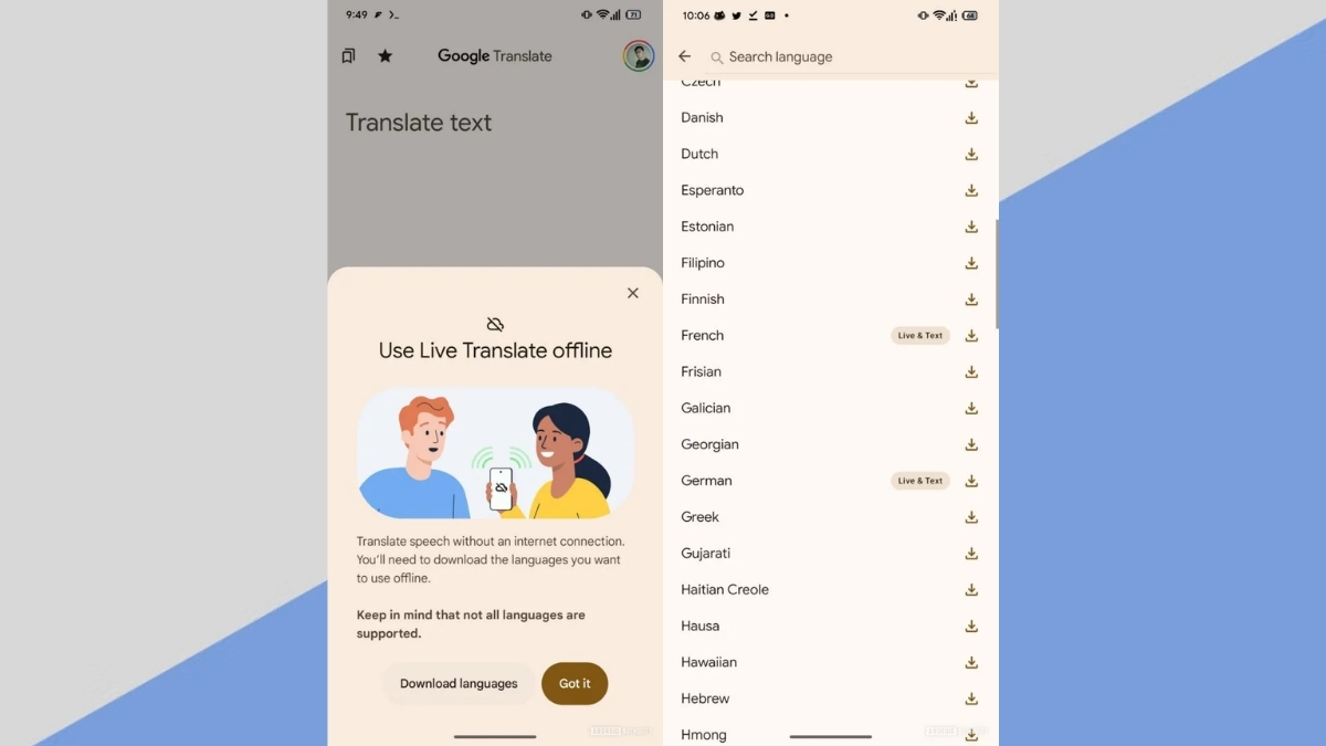 Tin rò rỉ đã tiết lộ màn hình hiển thị cách thiết lập tính năng Live Translate ngoại tuyến.