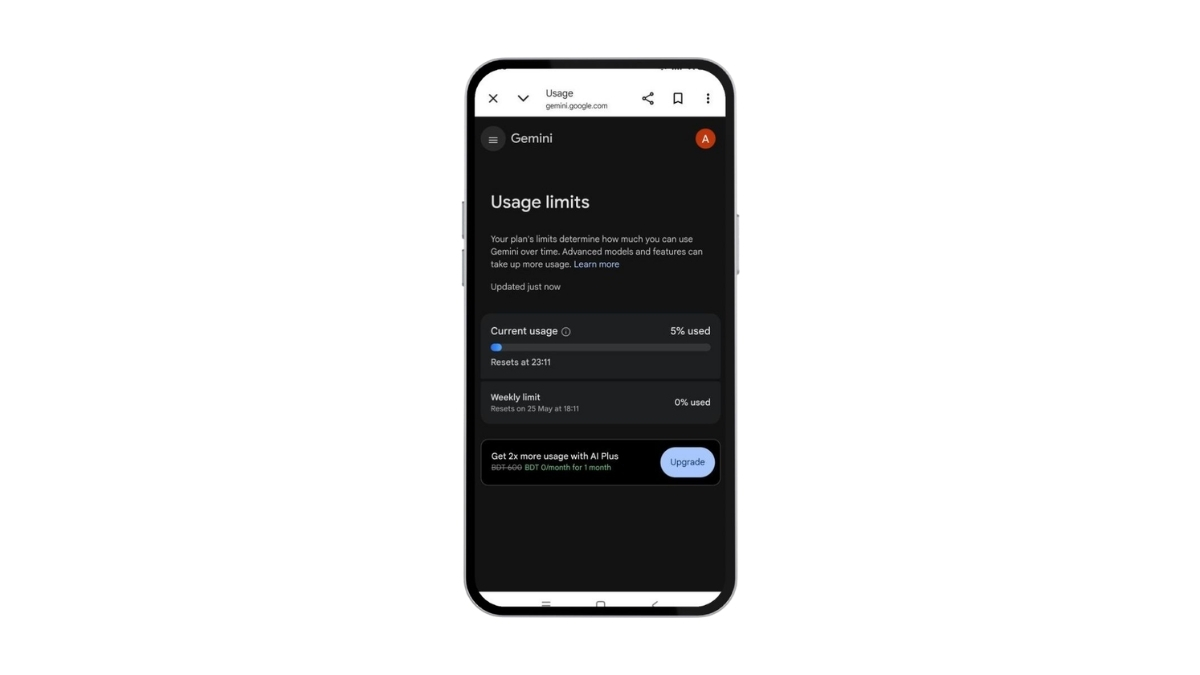 Hình ảnh rò rỉ cho thấy Google đang áp đặt giới hạn hàng tuần khắt khe hơn trên Gemini