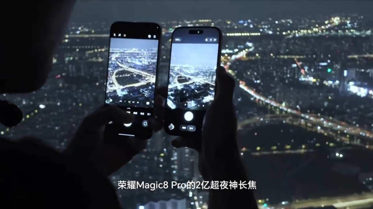 HONOR Magic 8 Pro so găng chụp đêm từ máy bay trực thăng với iPhone 17 Pro