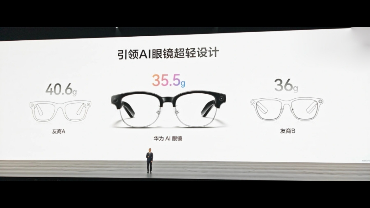 Phần gọng kính Huawei AI Glasses chỉ dày 6.25 mm và tổng trọng lượng đạt mức 35.5 gram