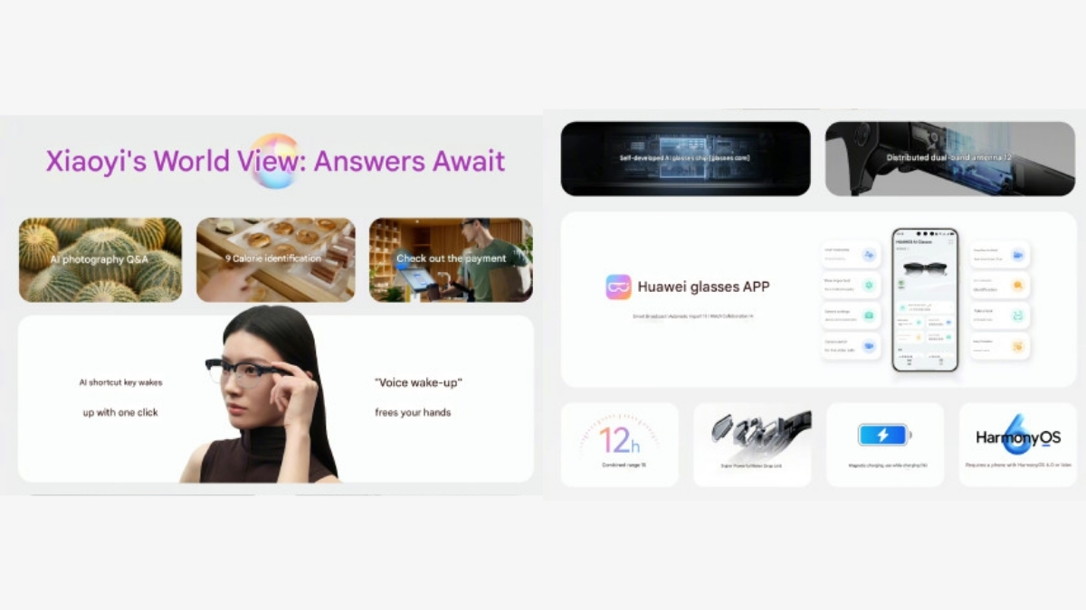 Huawei AI Glasses được trang bị một cảm biến hình ảnh kích thước 1/2.8 inch để ghi hình