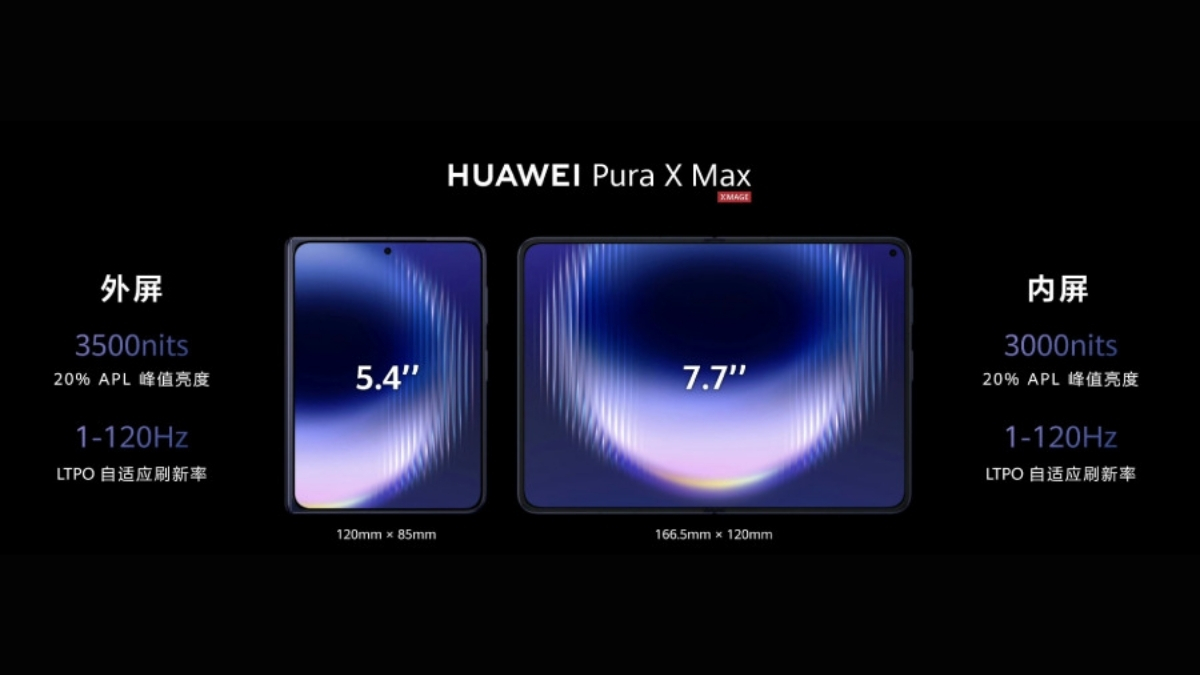 Thông số và kích thước màn hình ngoài và màn hình trong của Huawei Pura X Max