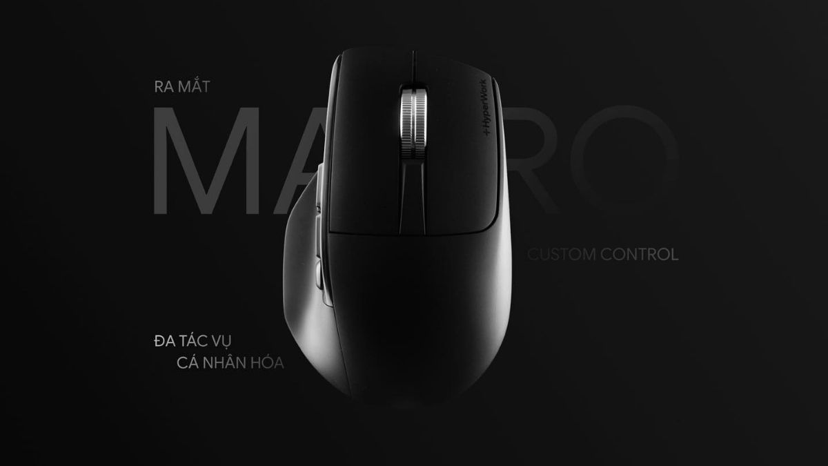 HyperWork ra mắt chuột Macro: 9 nút gán tác vụ, cảm biến PixArt di trên kính, pin 2 tháng