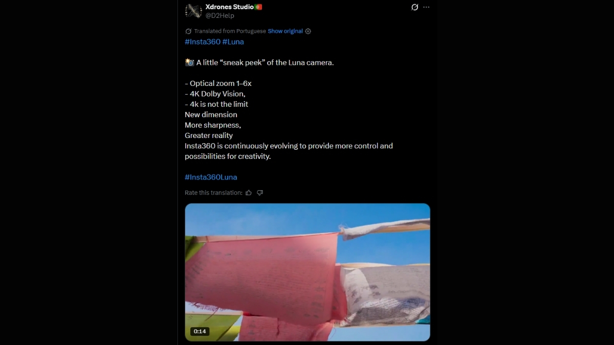 Tin đồn cho biết Insta360 Luna Ultra sẽ được trang bị ống kính thu phóng quang học lên tới 6x