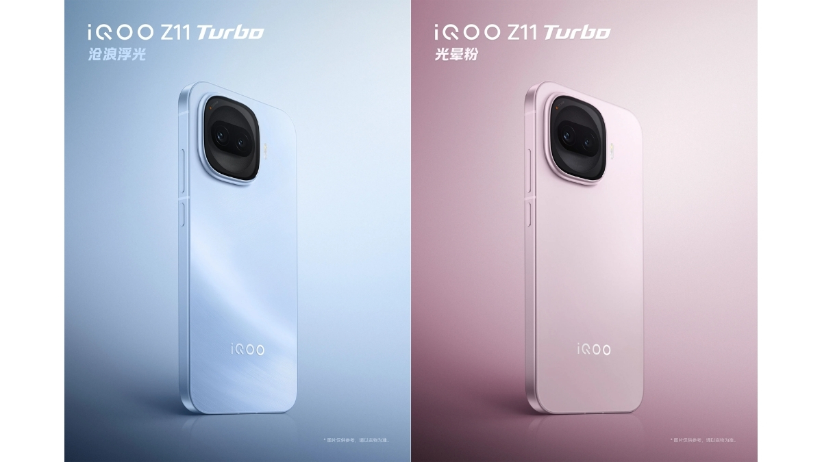 iQOO tung loạt ảnh chính thức của iQOO Z11 Turbo phiên bản Xanh (Canglang Shimmer), Hồng (Halo Pink)