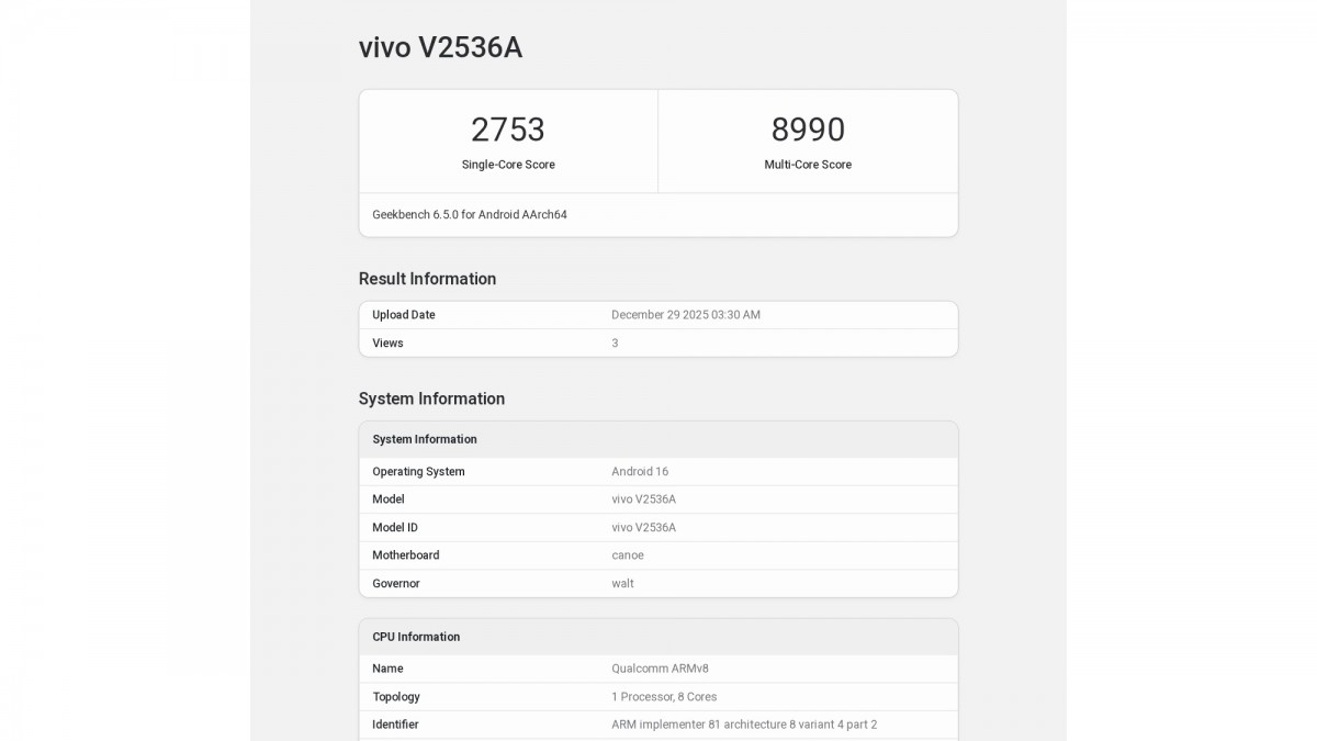 Điểm số hiệu năng rò rỉ trên phiên bản thử nghiệm của chiếc iQOO Z11 Turbo rất ấn tượng