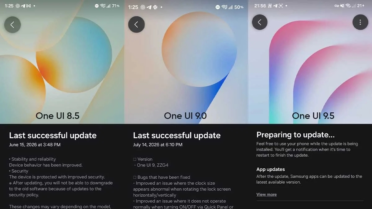 Banner của những phiên bản One UI gần đây của Samsung có nhiều thay đổi
