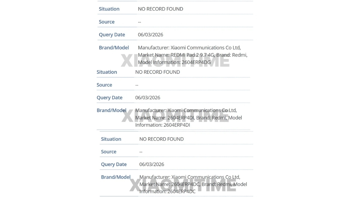 Phiên bản Redmi Pad 2 9.7 inch hoàn toàn mới bất ngờ xuất hiện trên cơ sở dữ liệu