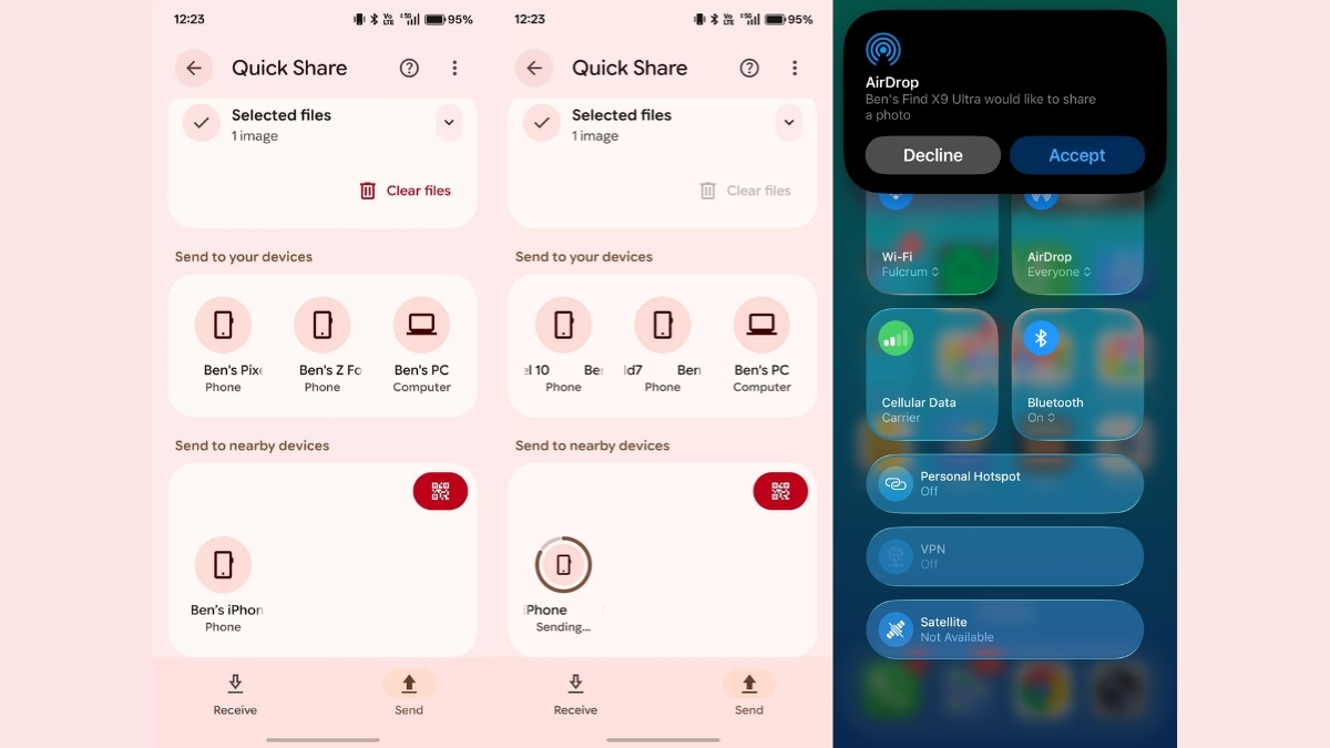 Quick Share trên OPPO Find X9 Ultra đã hoạt động trơn tru thông qua các bản cập nhật phần mềm mới nhất