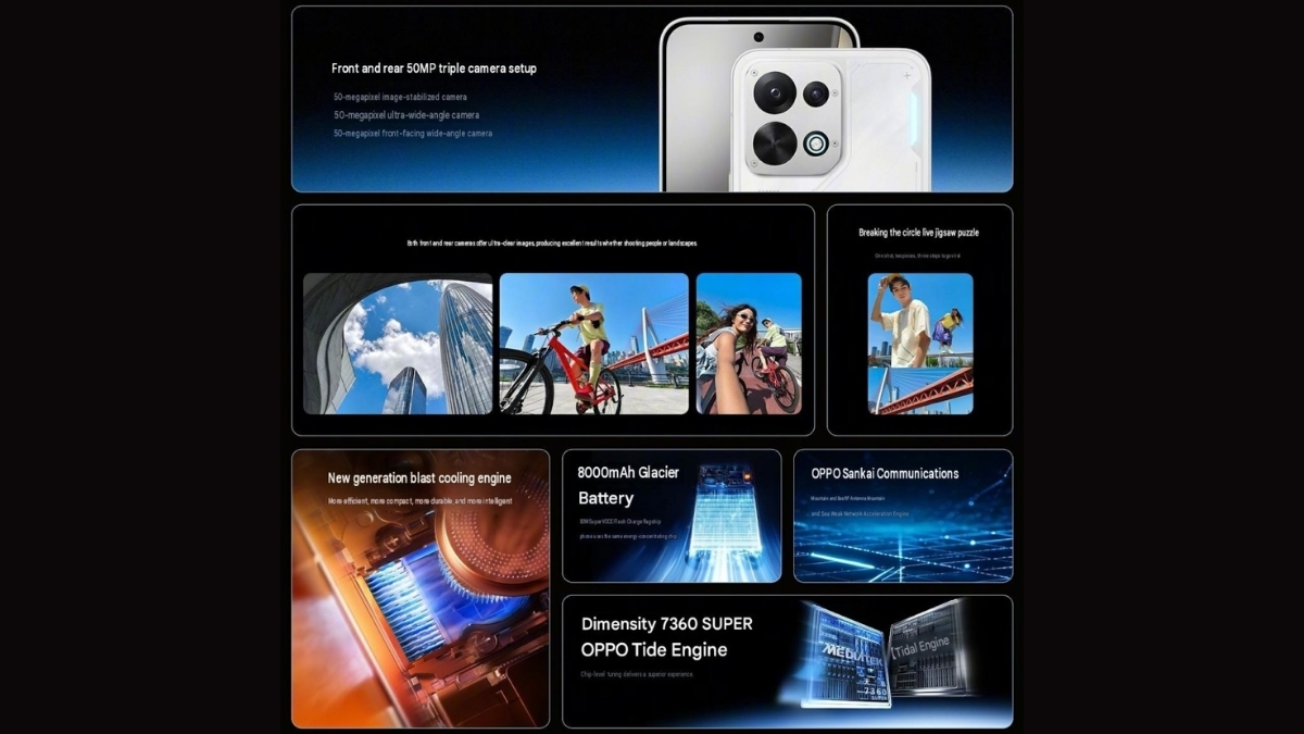 OPPO K15 sở hữu hệ thống quạt tản nhiệt chủ động được tích hợp trực tiếp vào bên trong thân máy