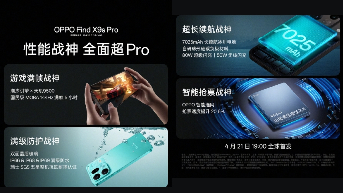 Thông tin chi tiết về chipset và pin của Find X9s Pro được OPPO công bố