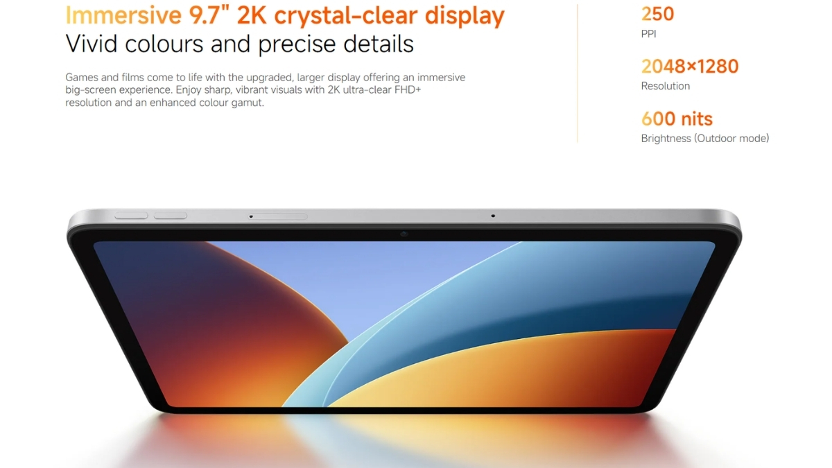 Poco C Pad sở hữu màn hình LCD kích thước 9.7 inch với độ phân giải 2K