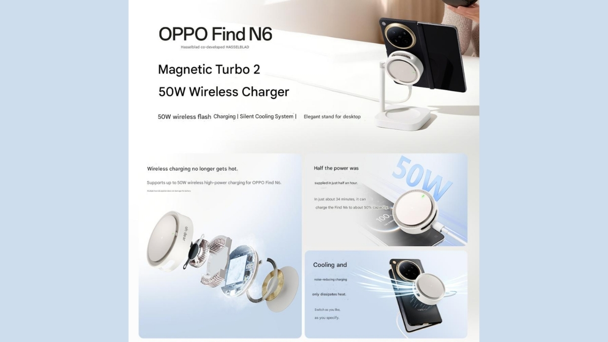 OPPO Magnetic Turbo 2 có thể nạp đầy 50% pin cho chiếc Find N6 chỉ trong 34 phút