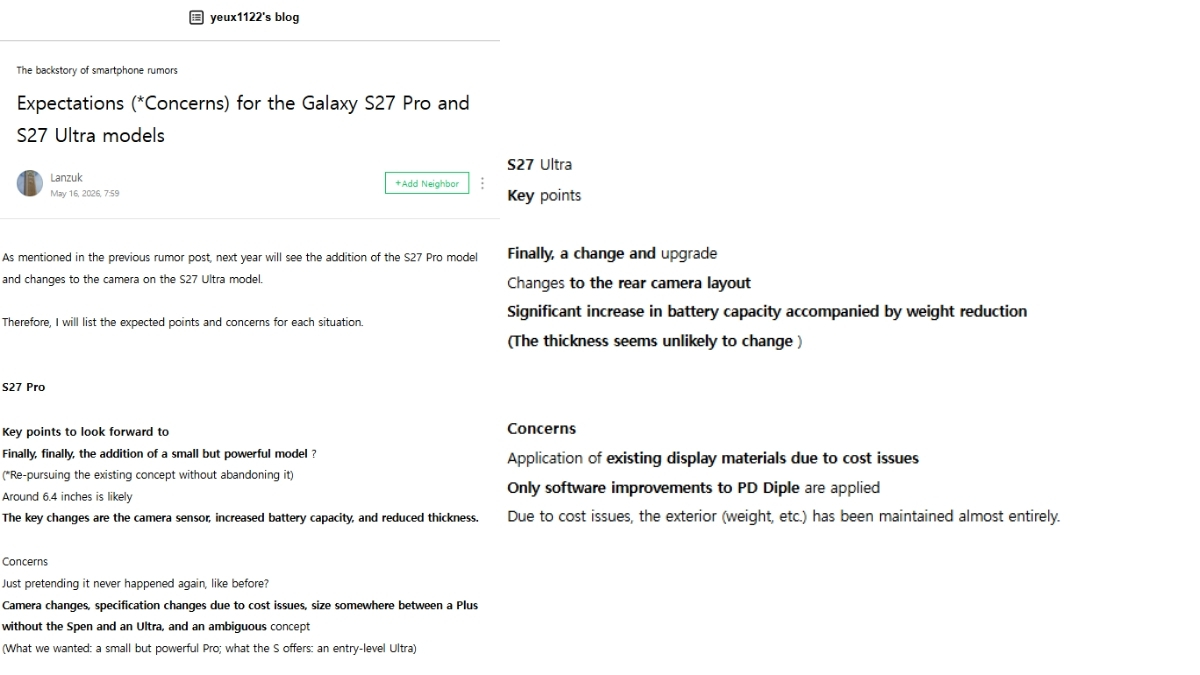 Tin rò rỉ về Galaxy S27 Ultra cùng Galaxy S27 Pro gây hào hứng cho cộng đồng