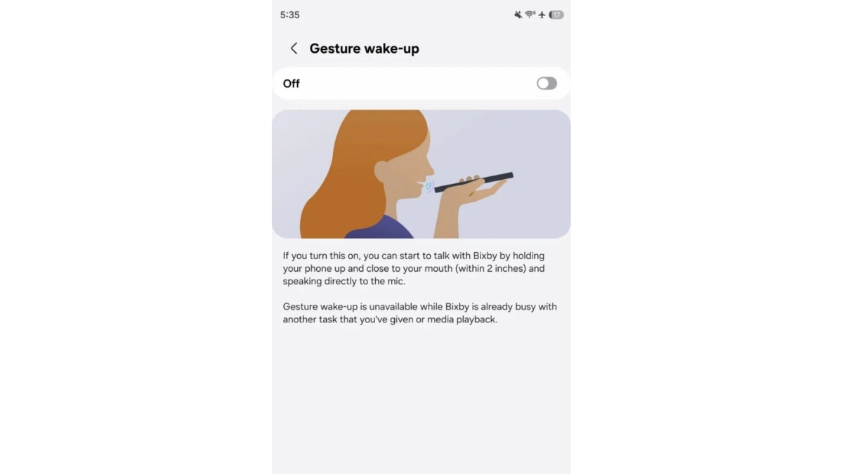 Tính năng đánh thức bằng cử chỉ Bixby của Samsung