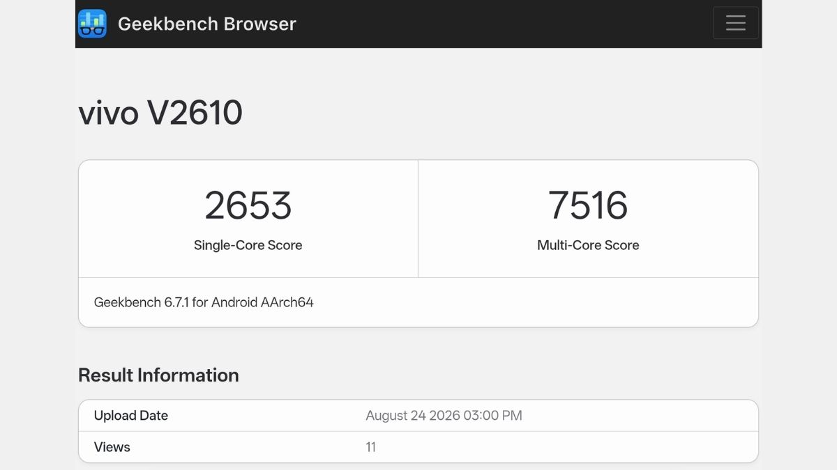 Điểm Geekbench rò rỉ của vivo X500 Pro Max hé lộ thông số chip Dimensity 9600 Pro cực khủng