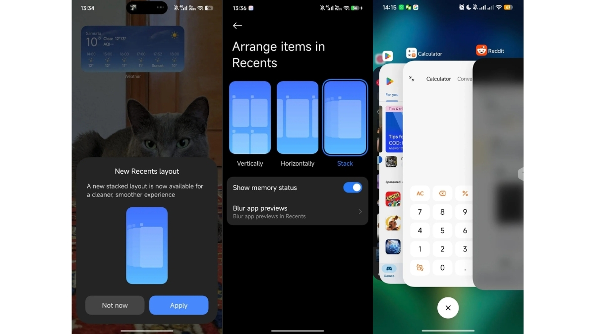 Trình đa nhiệm cũng được thiết kế lại với bố cục thẻ xếp chồng tương tự như iOS