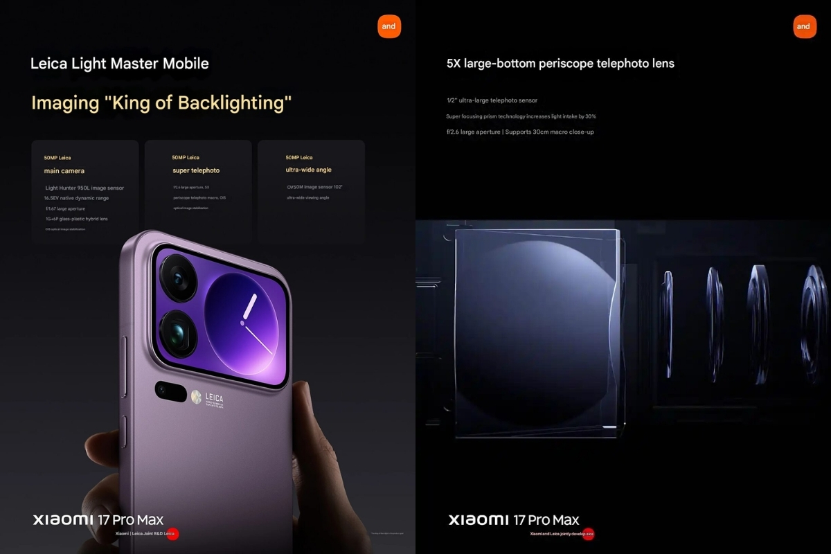 Xiaomi 17 Pro Max hệ thống camera Leica Light and Shadow Master mới