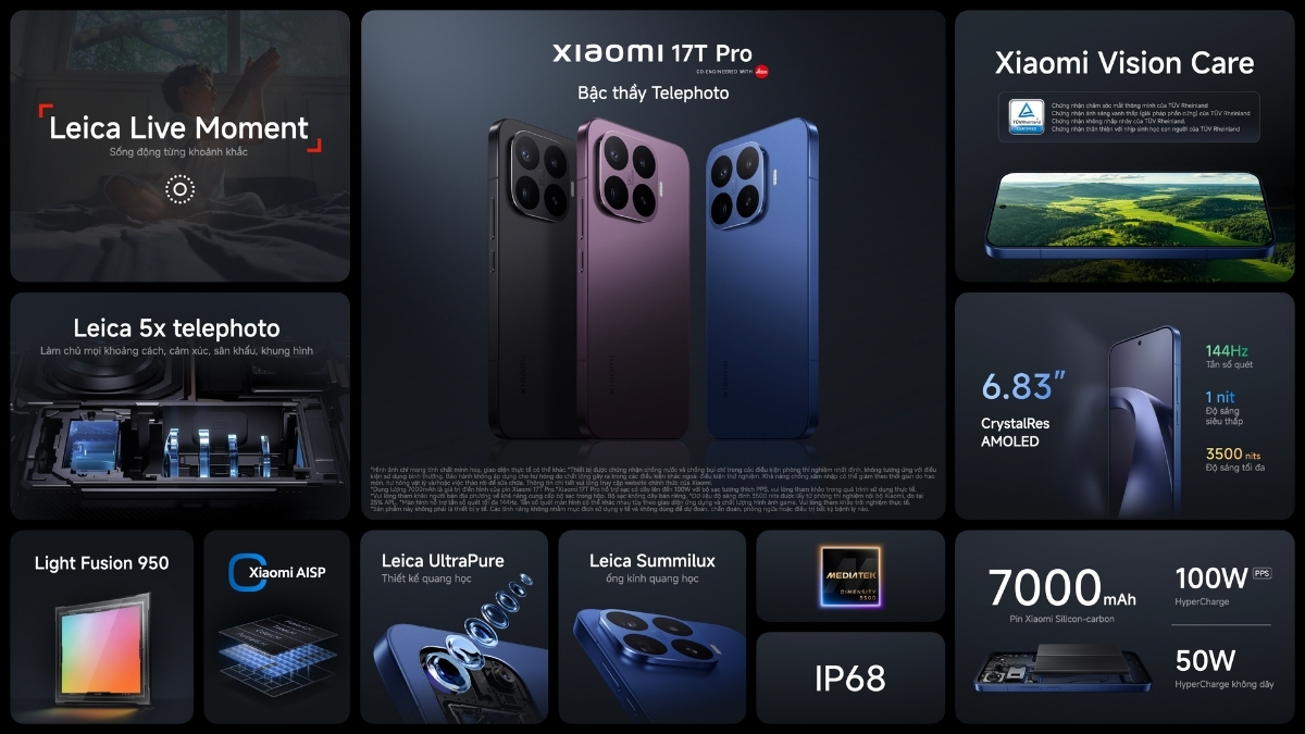 Phiên bản 17T Pro có tần số quét lên tới 144Hz cực kỳ mượt mà