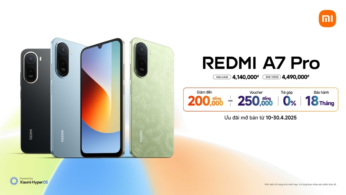 Xiaomi chính thức ra mắt REDMI A7 Pro tại Việt Nam: Màn hình 6.9 inch, pin 6,000 mAh, giá từ 4.49 triệu đồng
