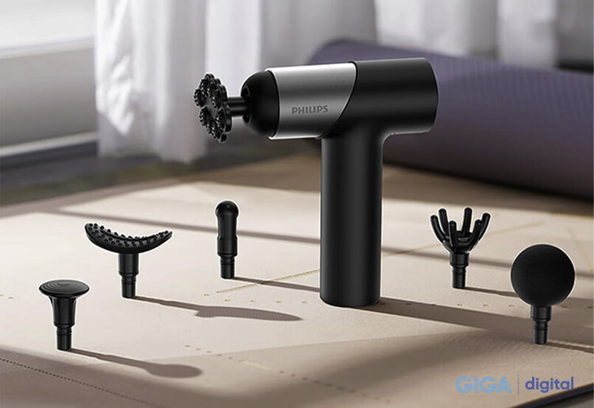 Súng Massage Fascial Gun Philips PPM7323 có 6 đầu massage khác nhau đi kèm